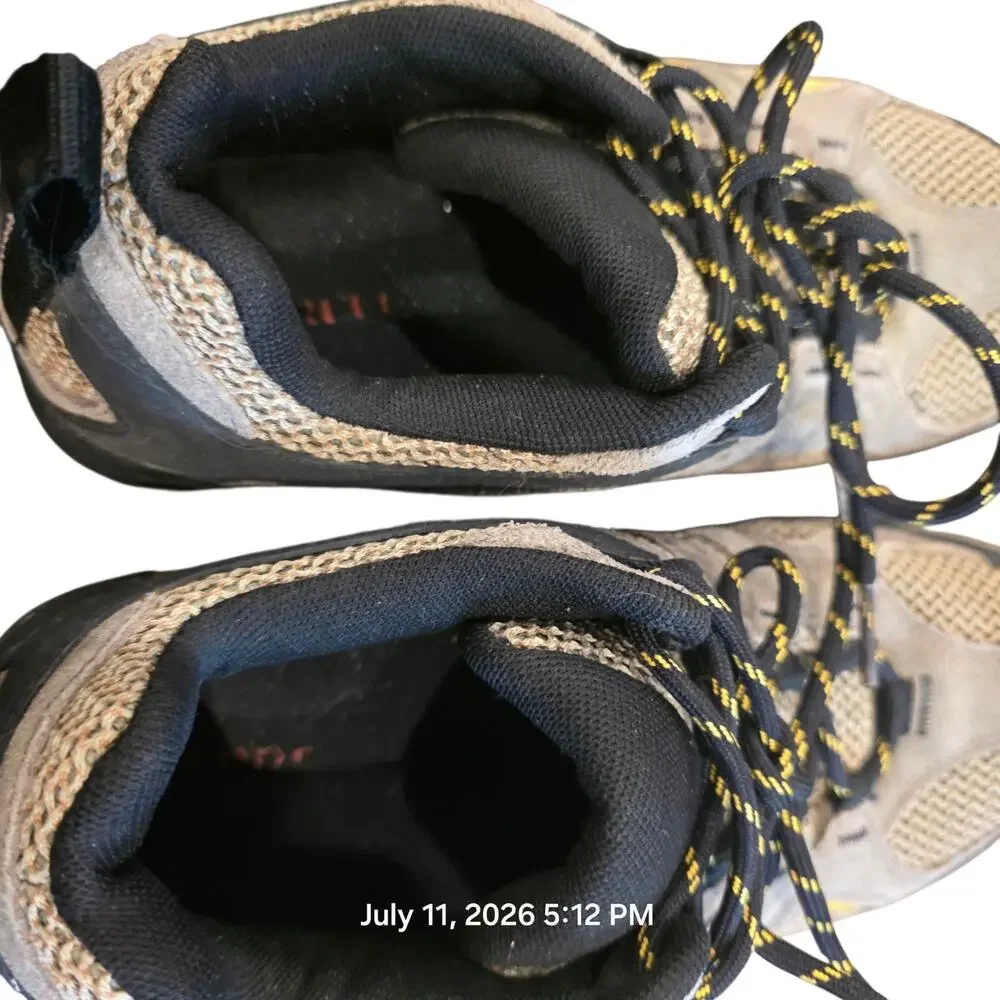 Merrell J31281 Men's Size 8 Hiking Trail Shoes Gray Yellow Mesh Leather Air...